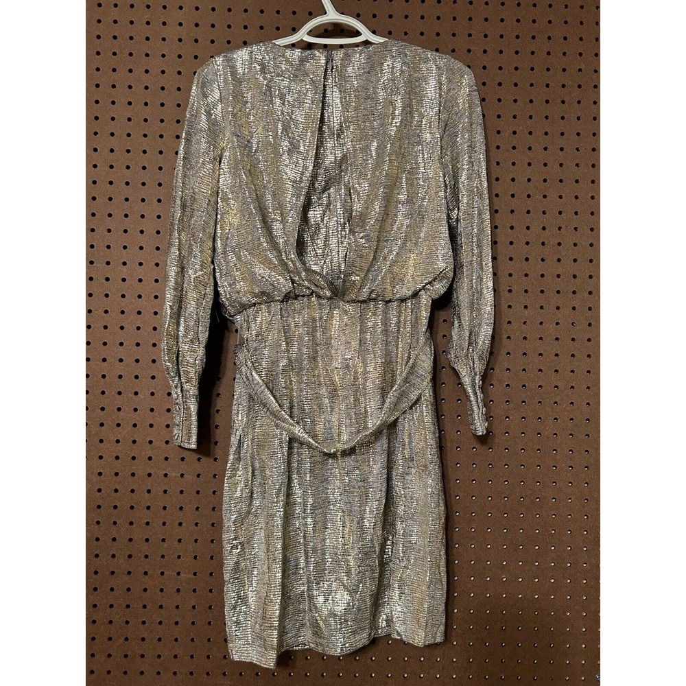 Vince Camuto Women's Gold Silver Metallic Tie Shift Dress Size 4 NWT $180 - Picture 7 of 8